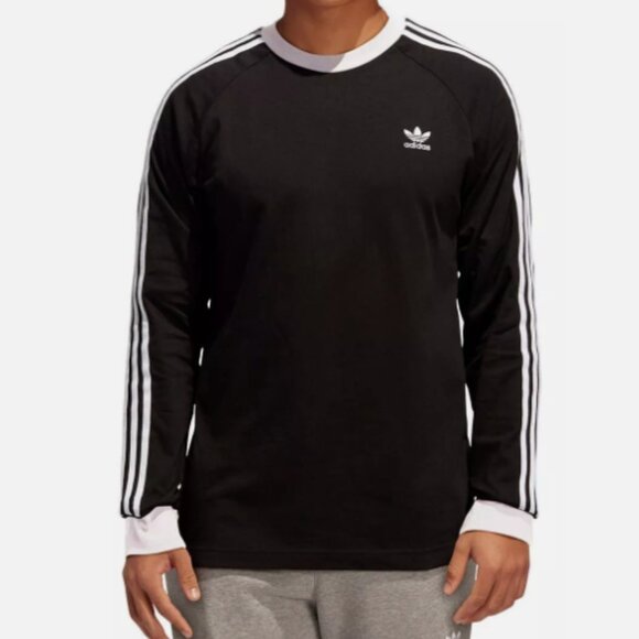 Mens Adidas 3 Stripe Black Long Sleeve TeeSize Large - Picture 6 of 9